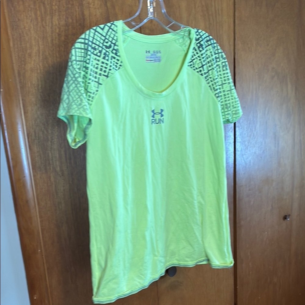 Under Armour Neon Green Graphic heat gear shirt